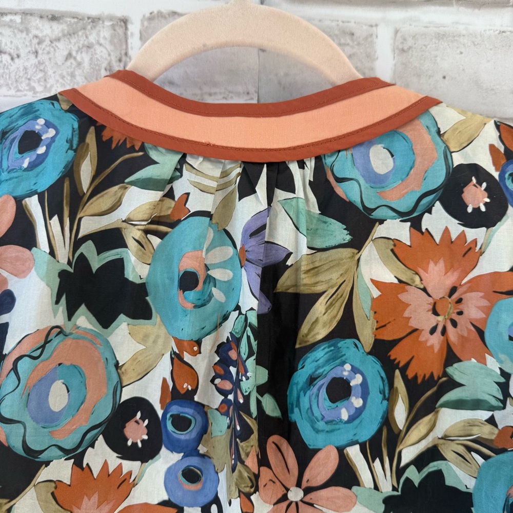 Entro boutique floral flutter sleeve blouse top SzM - Picture 9 of 13
